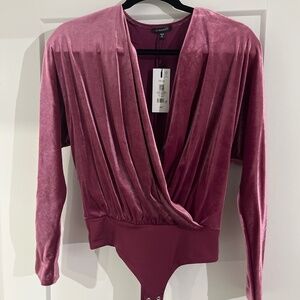 Pink velvet dynamite bodysuit